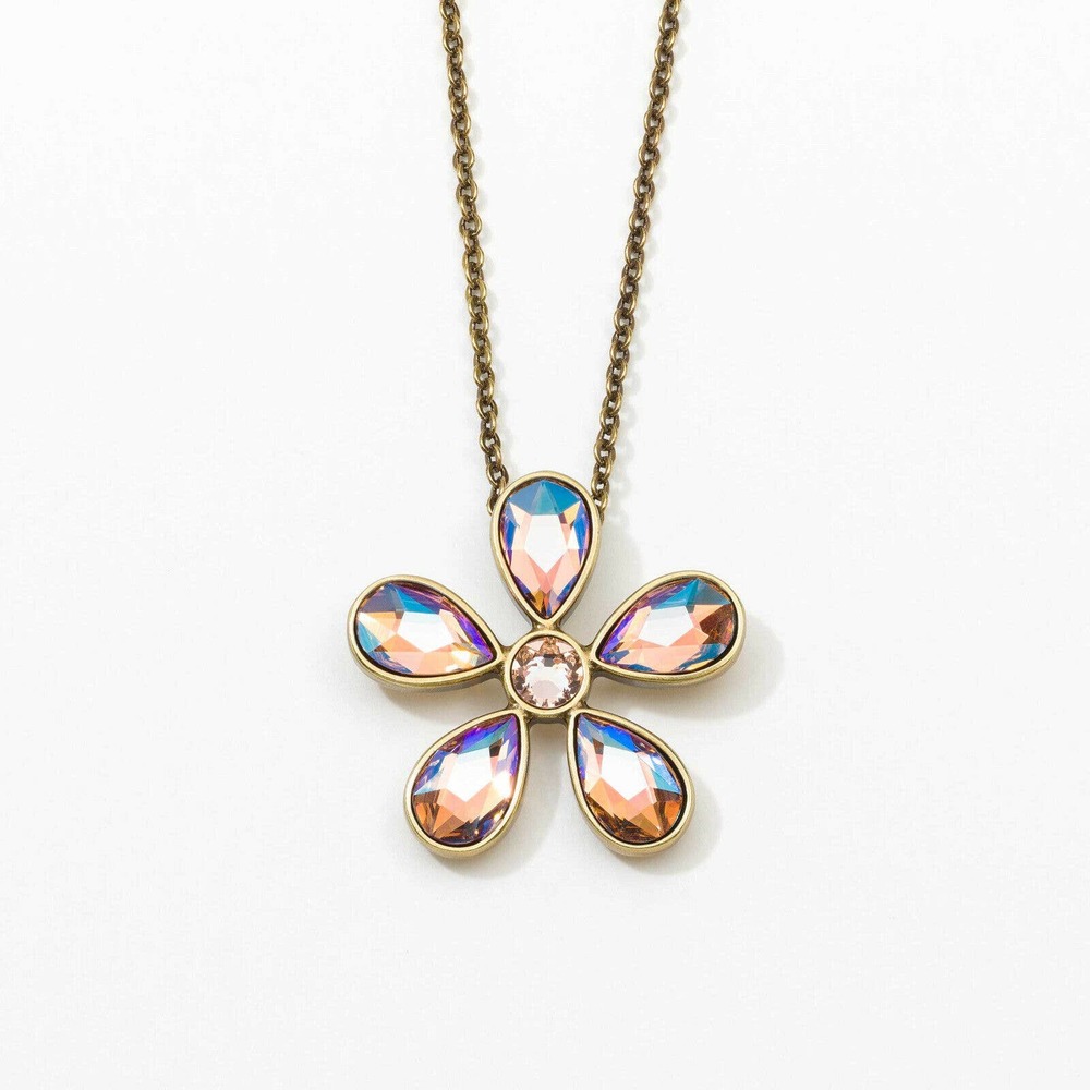 Touchstone Crystal Flower Necklace with Iridescent Petals